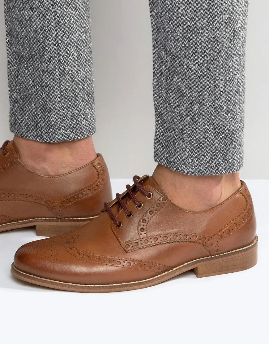 KG By Kurt Geiger Gloucester Brogues In Tan Leather