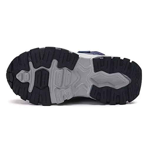 kulebear Boys Girls Winter Snow Boots Warm Outdoor Hiking Shoes Waterproof Anti-slip Boots Navy 2.5 Little Kid