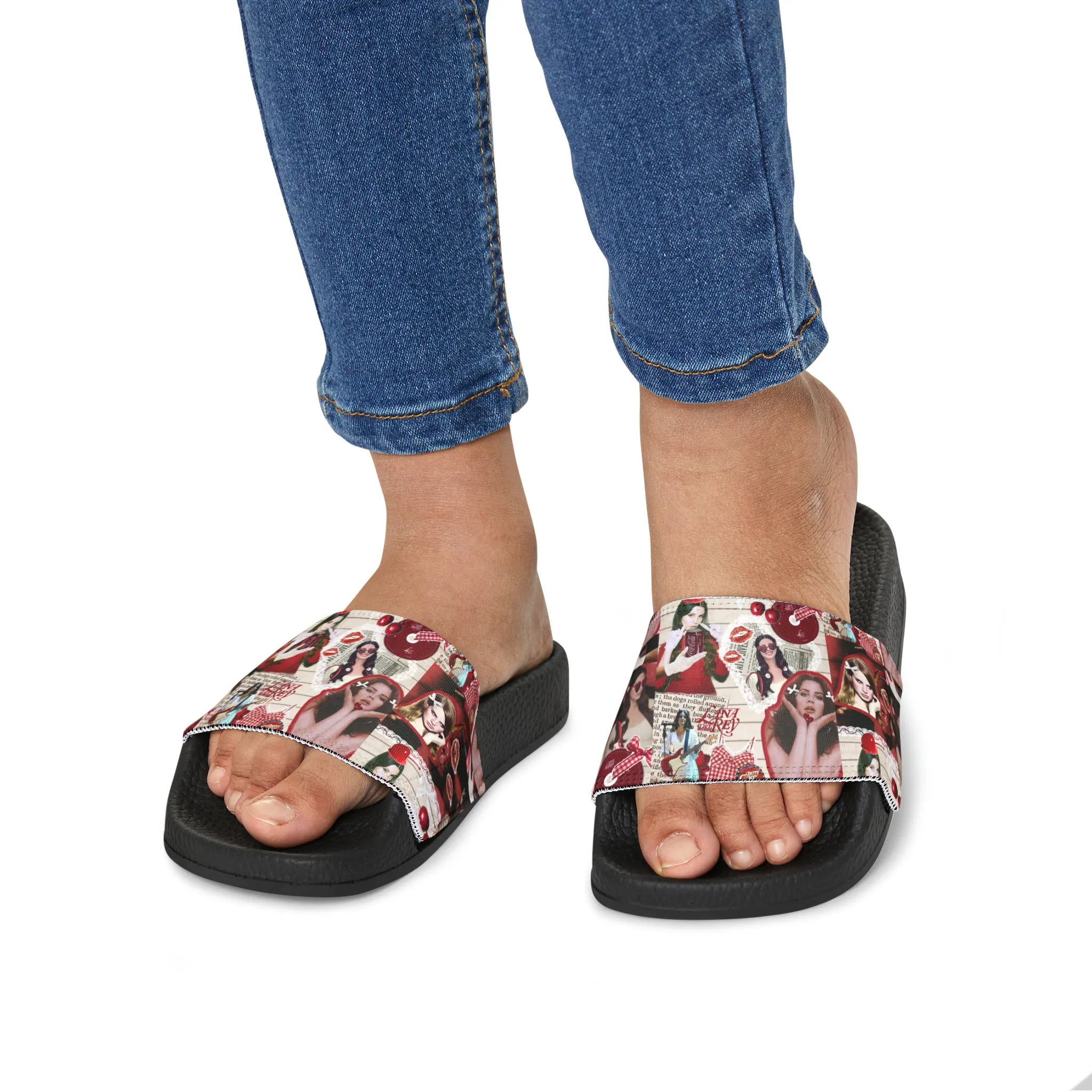Lana Del Rey Cherry Coke Collage Youth Slide Sandals