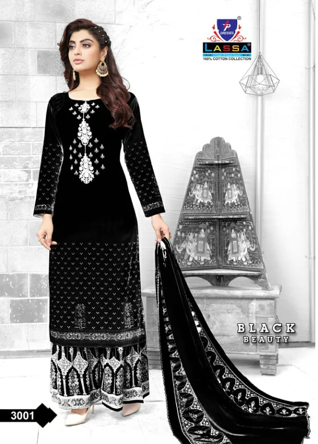 Lassa Presents Black Beauty Pure Cotton Casual Wear Salwar Suits
