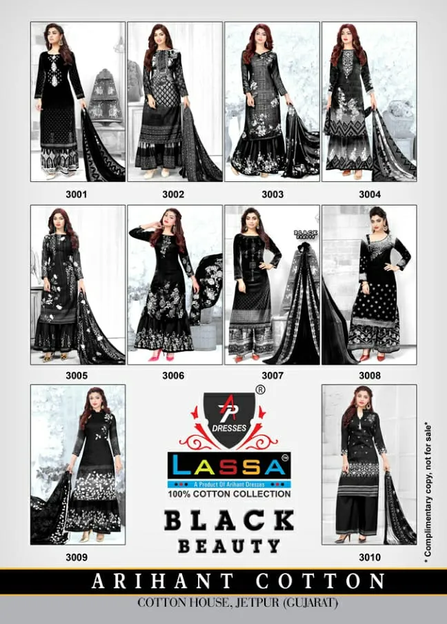 Lassa Presents Black Beauty Pure Cotton Casual Wear Salwar Suits