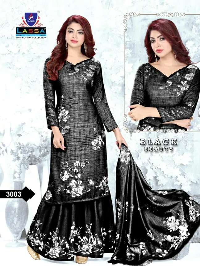 Lassa Presents Black Beauty Pure Cotton Casual Wear Salwar Suits