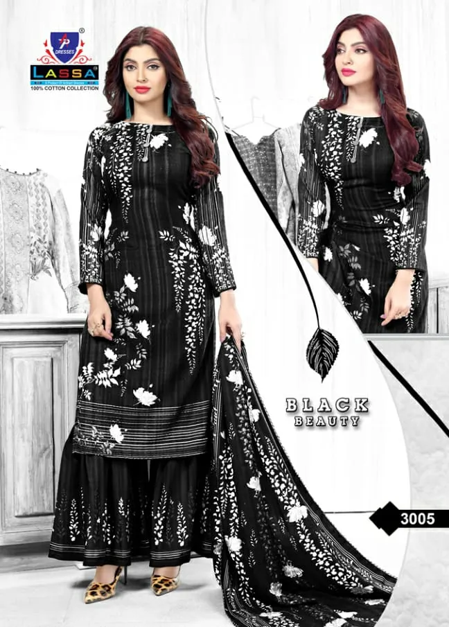 Lassa Presents Black Beauty Pure Cotton Casual Wear Salwar Suits