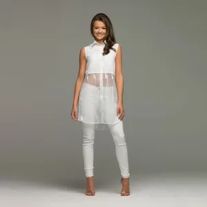 LEXI WHITE SPLIT LONGLINE TUNIC - CT015