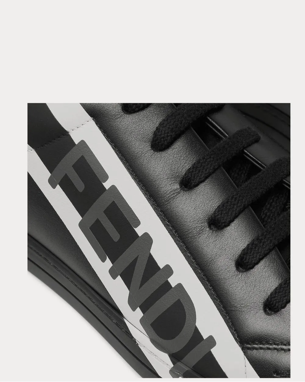 Logo-Print Leather  Black low top sneakers