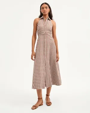 Mackey Gingham Seersucker Halter Dress
