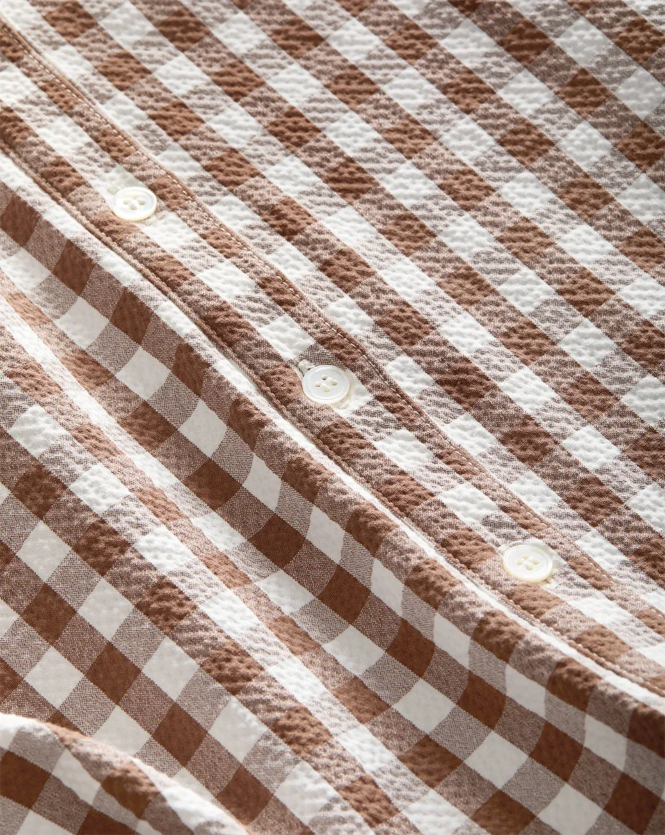 Mackey Gingham Seersucker Halter Dress