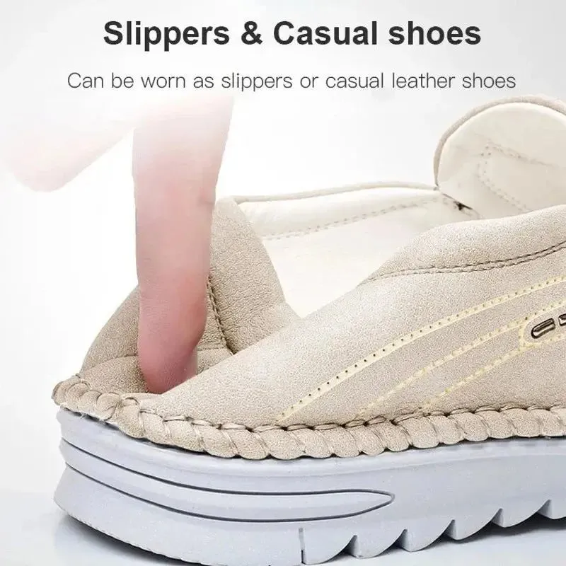Men Leather Slip On Loafer Summer Fashion Slipper Casual Slip-on Loafers  Breathable Soft Sole Leather Shoes