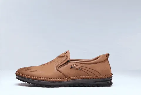 Men Leather Slip On Loafer Summer Fashion Slipper Casual Slip-on Loafers  Breathable Soft Sole Leather Shoes