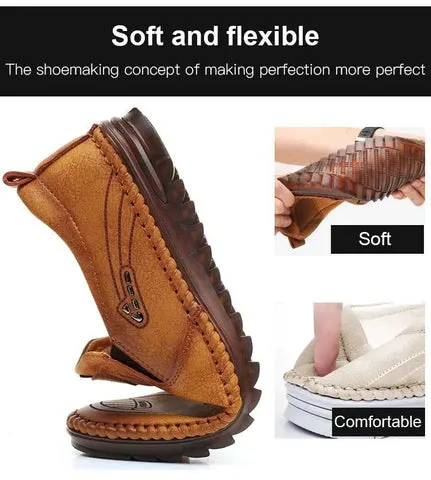 Men Leather Slip On Loafer Summer Fashion Slipper Casual Slip-on Loafers  Breathable Soft Sole Leather Shoes