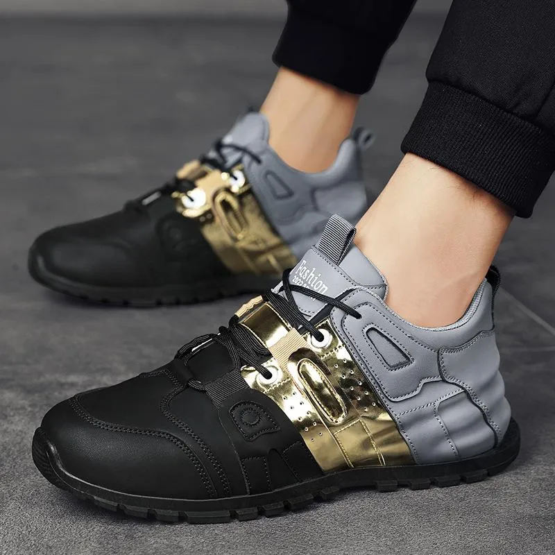 Men's Casual Microfiber Leather Breathable Height Booster Sneakers