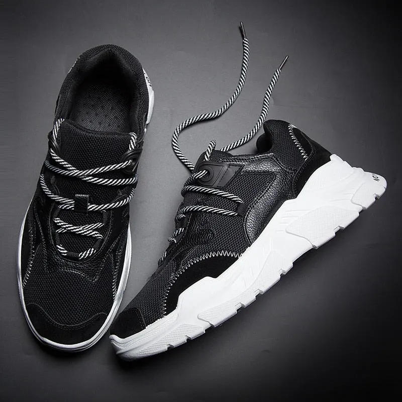 MERCY RX97 Chunky Leather/Mesh Sneakers - Black
