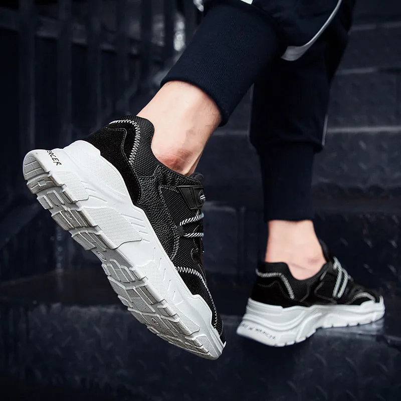 MERCY RX97 Chunky Leather/Mesh Sneakers - Black