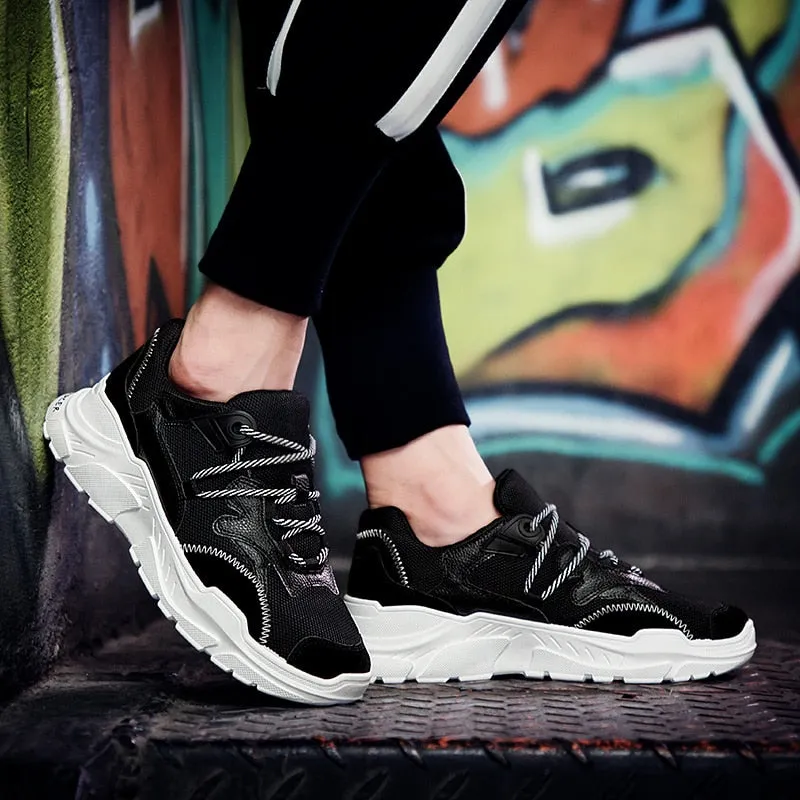 MERCY RX97 Chunky Leather/Mesh Sneakers - Black