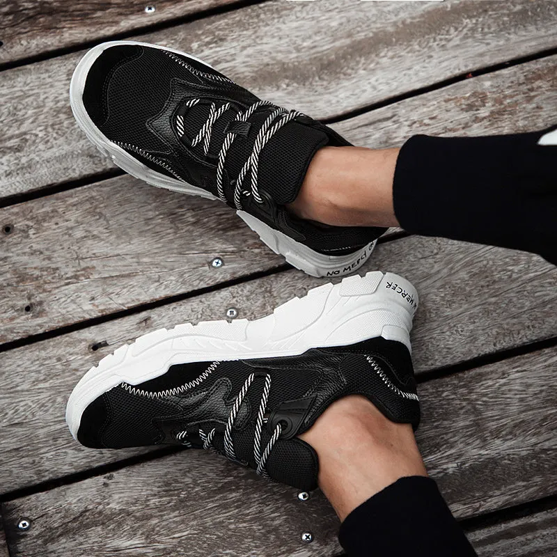MERCY RX97 Chunky Leather/Mesh Sneakers - Black