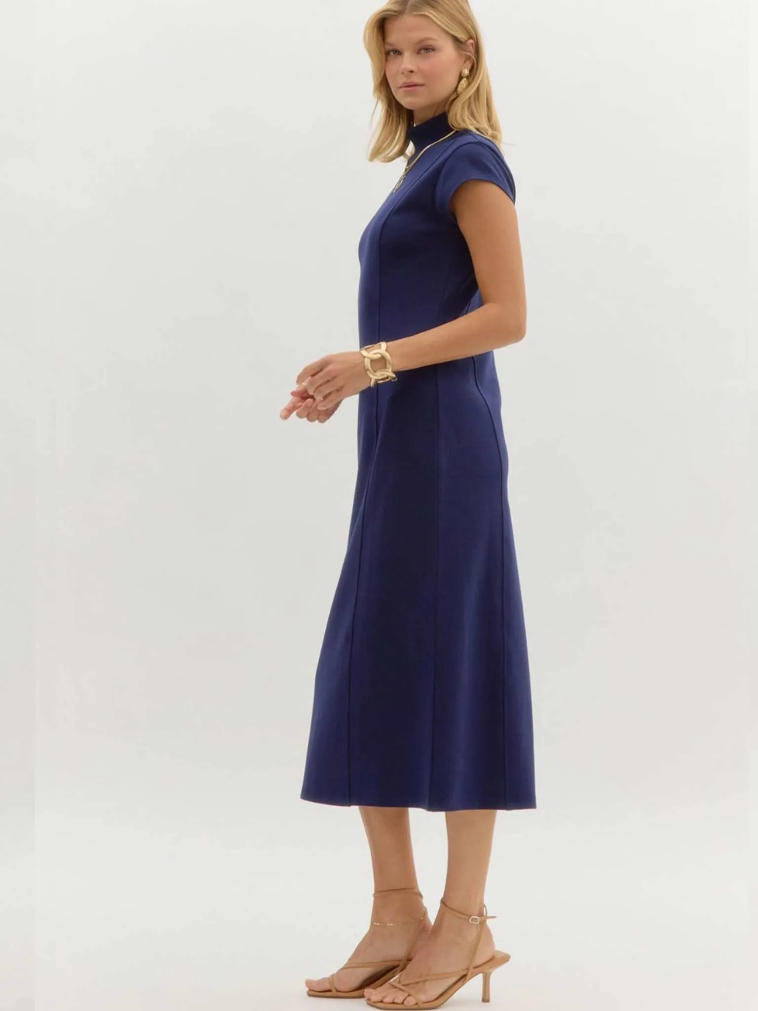 Mock Neck Midi Dress