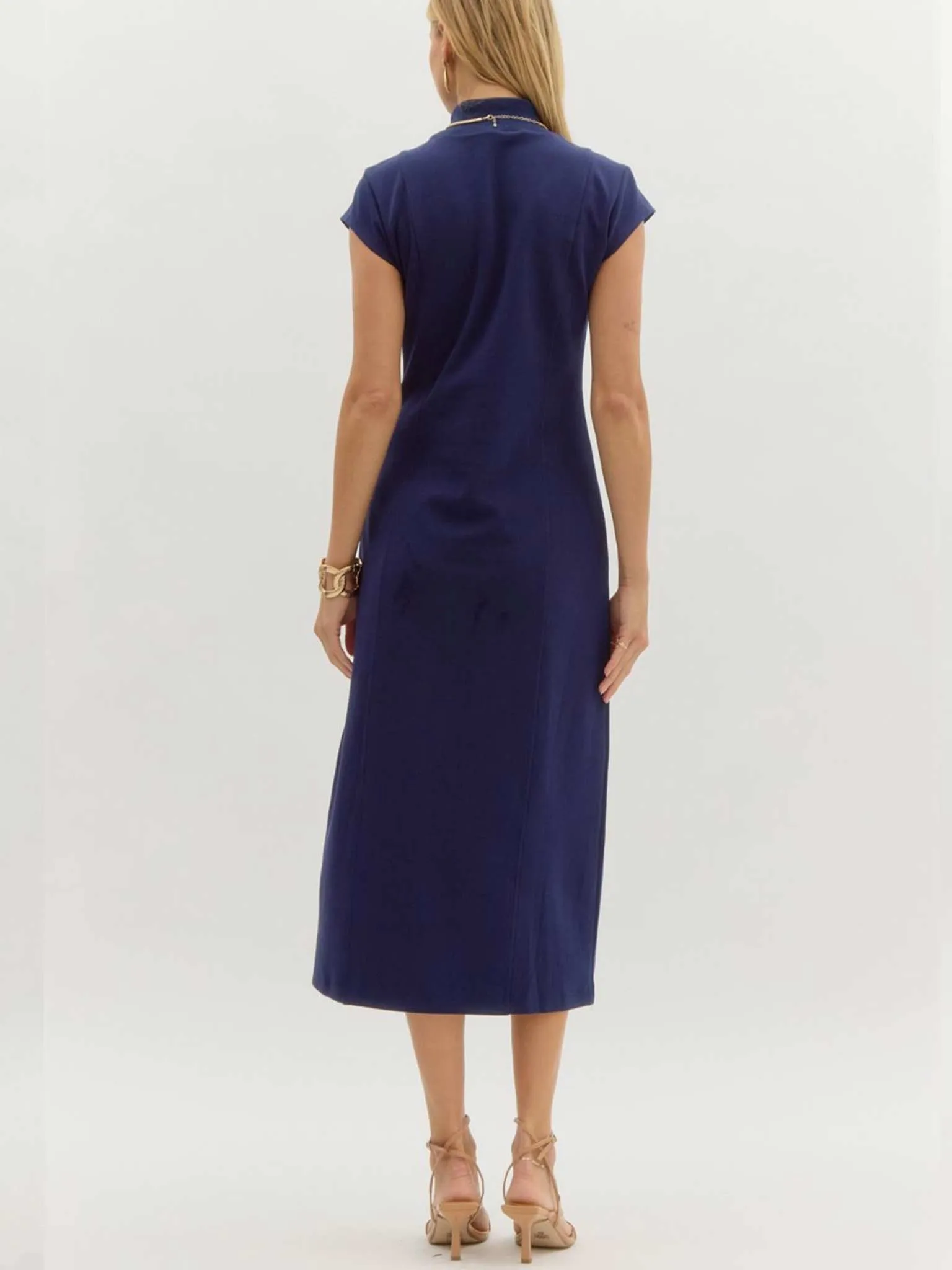 Mock Neck Midi Dress