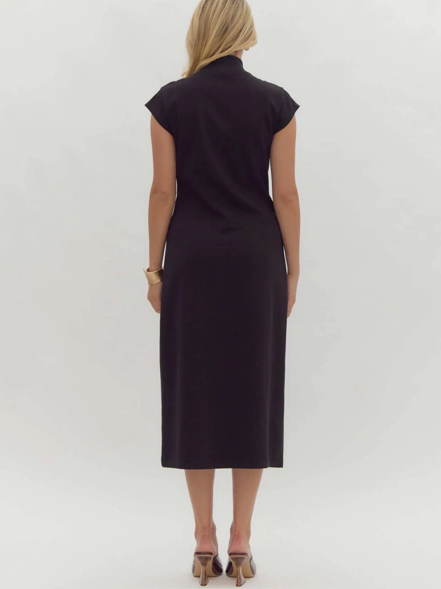 Mock Neck Midi Dress