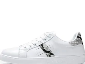 Modern Python Leather Accented Flat Sneaker