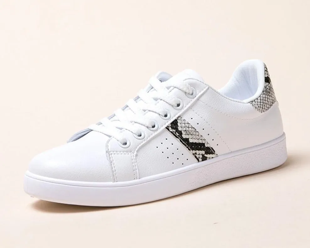 Modern Python Leather Accented Flat Sneaker