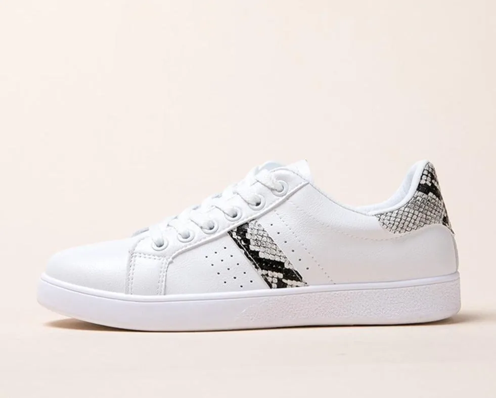 Modern Python Leather Accented Flat Sneaker