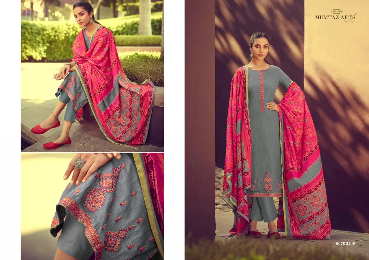 Mumtaz Arts Ikkat Patola Pakistani Casual Wear Embroidery Salwar Kameez
