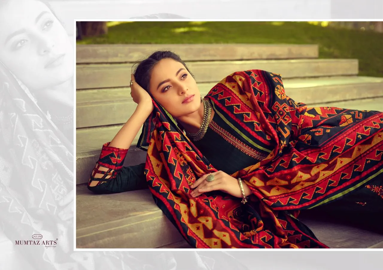 Mumtaz Arts Ikkat Patola Pakistani Casual Wear Embroidery Salwar Kameez