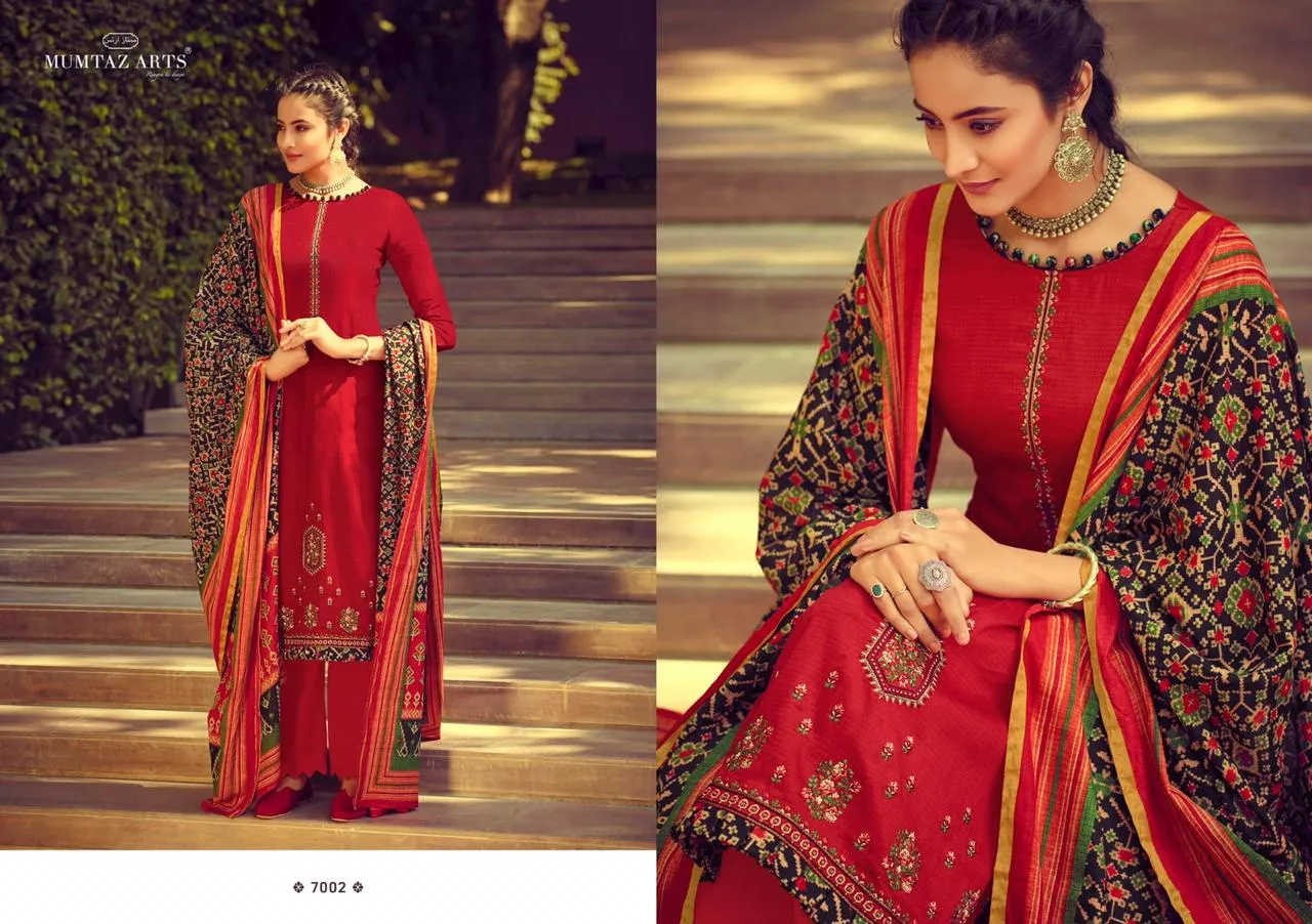 Mumtaz Arts Ikkat Patola Pakistani Casual Wear Embroidery Salwar Kameez