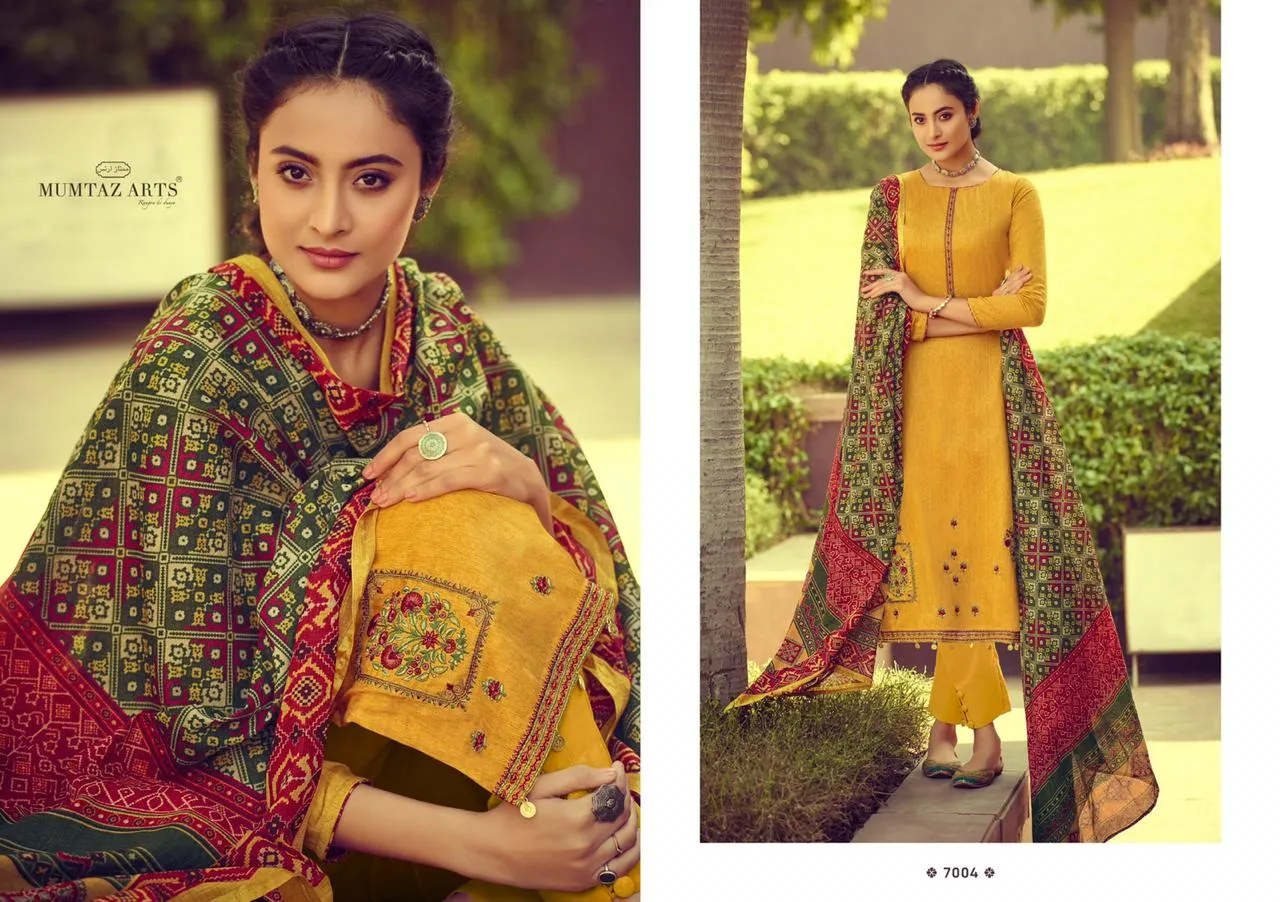 Mumtaz Arts Ikkat Patola Pakistani Casual Wear Embroidery Salwar Kameez