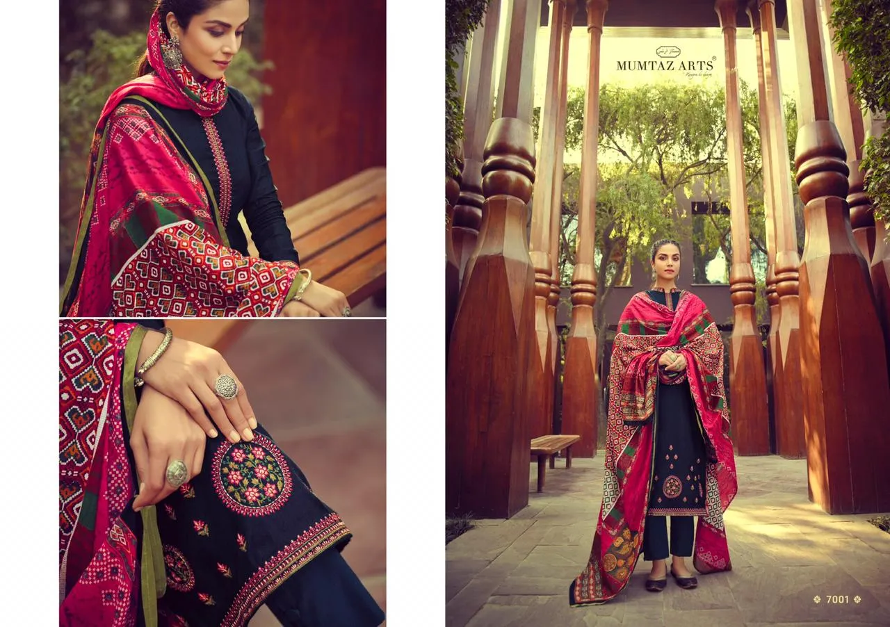 Mumtaz Arts Ikkat Patola Pakistani Casual Wear Embroidery Salwar Kameez