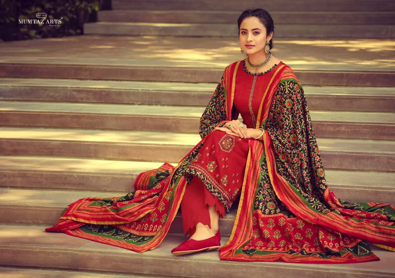Mumtaz Arts Ikkat Patola Pakistani Casual Wear Embroidery Salwar Kameez