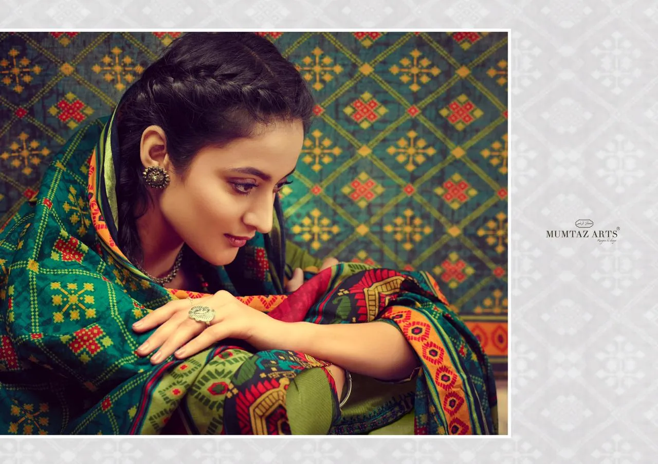 Mumtaz Arts Ikkat Patola Pakistani Casual Wear Embroidery Salwar Kameez