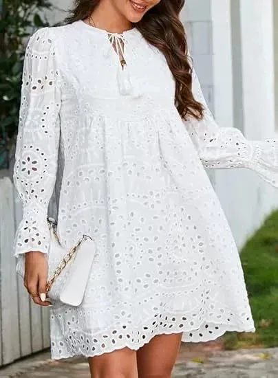 Nerida - Vintage-Inspired Eyelet Cotton Dress
