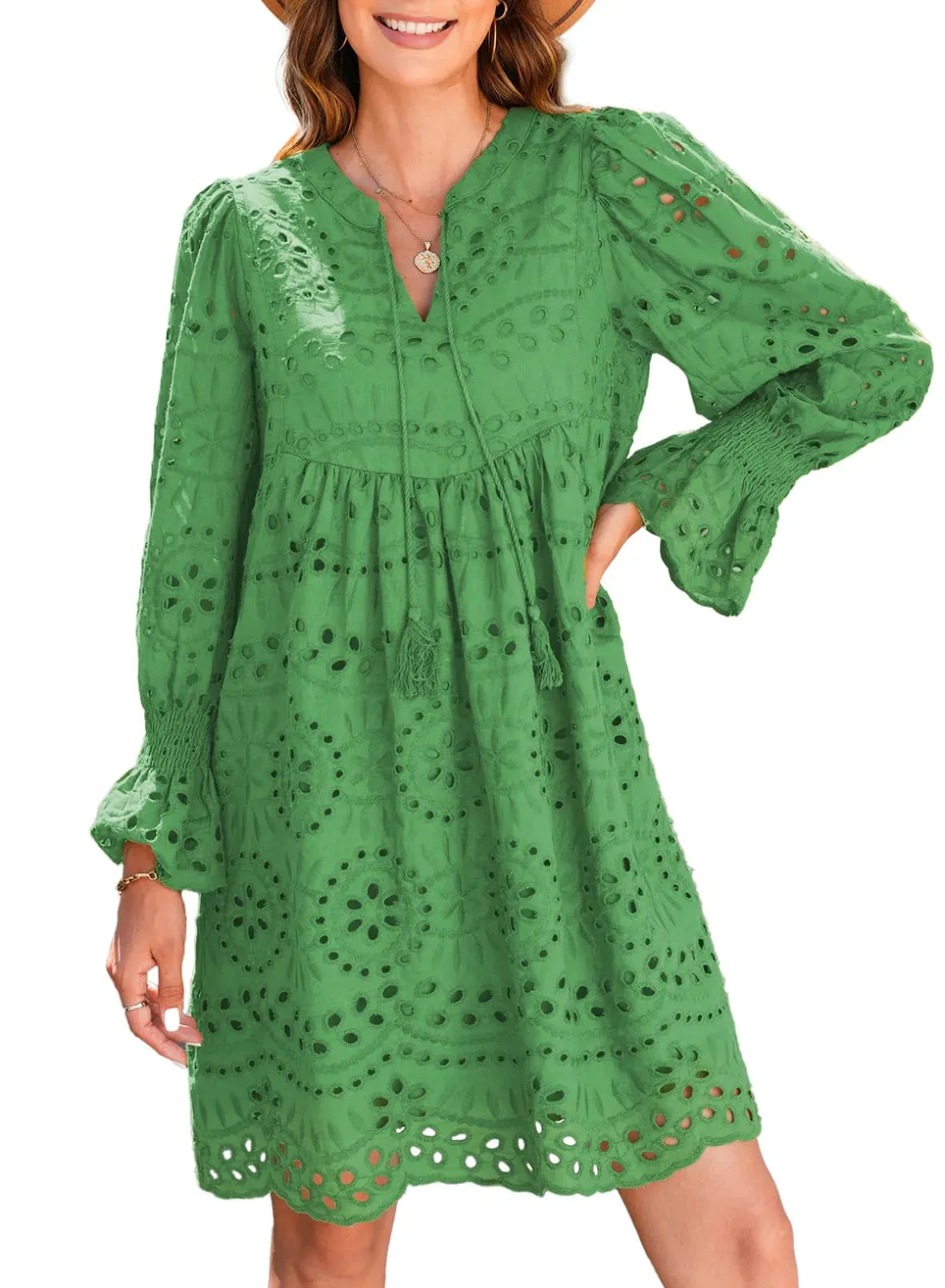 Nerida - Vintage-Inspired Eyelet Cotton Dress
