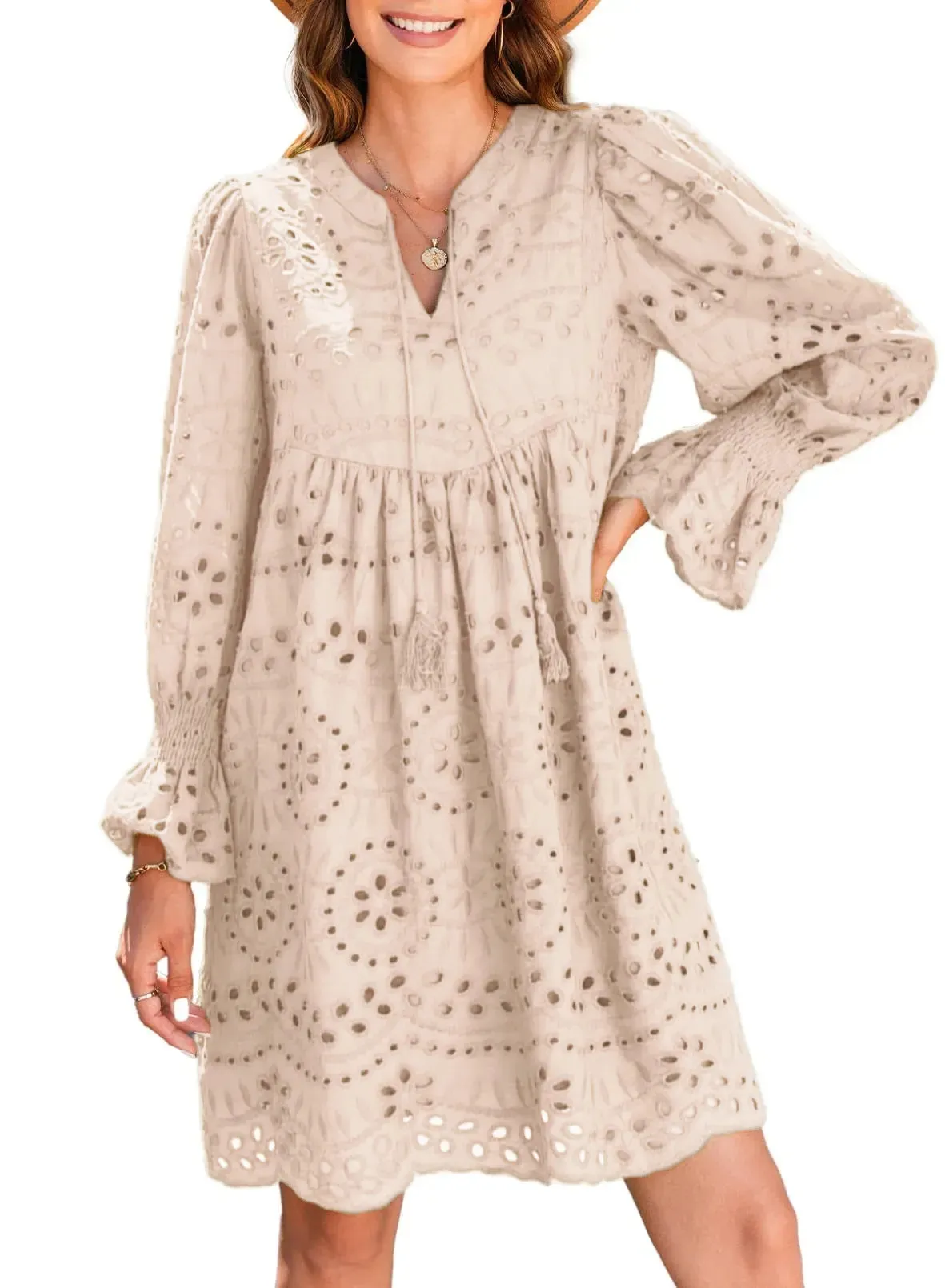 Nerida - Vintage-Inspired Eyelet Cotton Dress