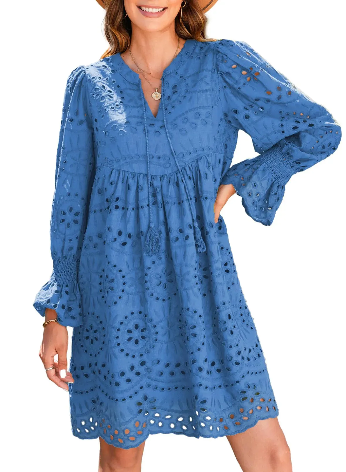 Nerida - Vintage-Inspired Eyelet Cotton Dress