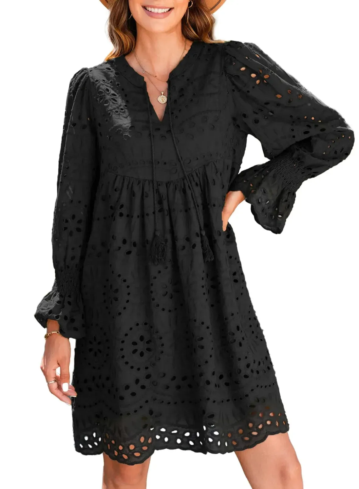 Nerida - Vintage-Inspired Eyelet Cotton Dress