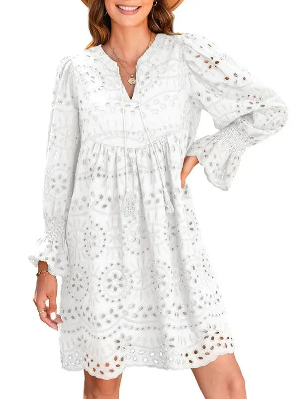 Nerida - Vintage-Inspired Eyelet Cotton Dress