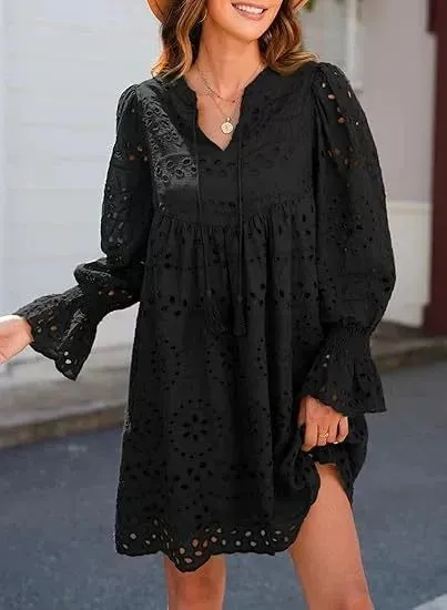 Nerida - Vintage-Inspired Eyelet Cotton Dress