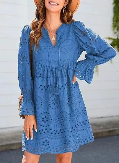 Nerida - Vintage-Inspired Eyelet Cotton Dress
