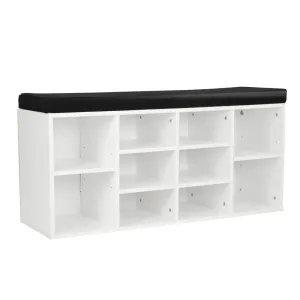 NNEDPE Shoe Rack Cabinet Organiser Black Cushion - 104 x 30 x 48 - White