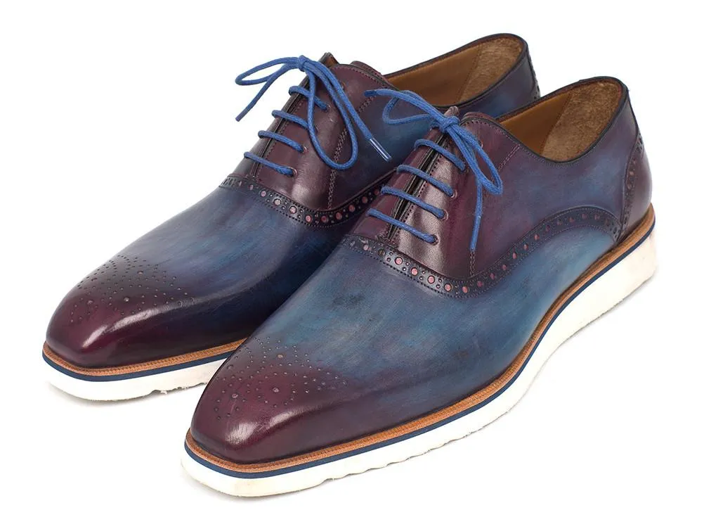 Paul Parkman Smart Casual Men Blue & Purple Oxford Shoes (ID#184SNK-BLU)
