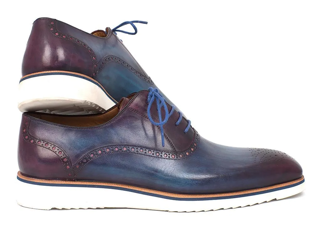 Paul Parkman Smart Casual Men Blue & Purple Oxford Shoes (ID#184SNK-BLU)