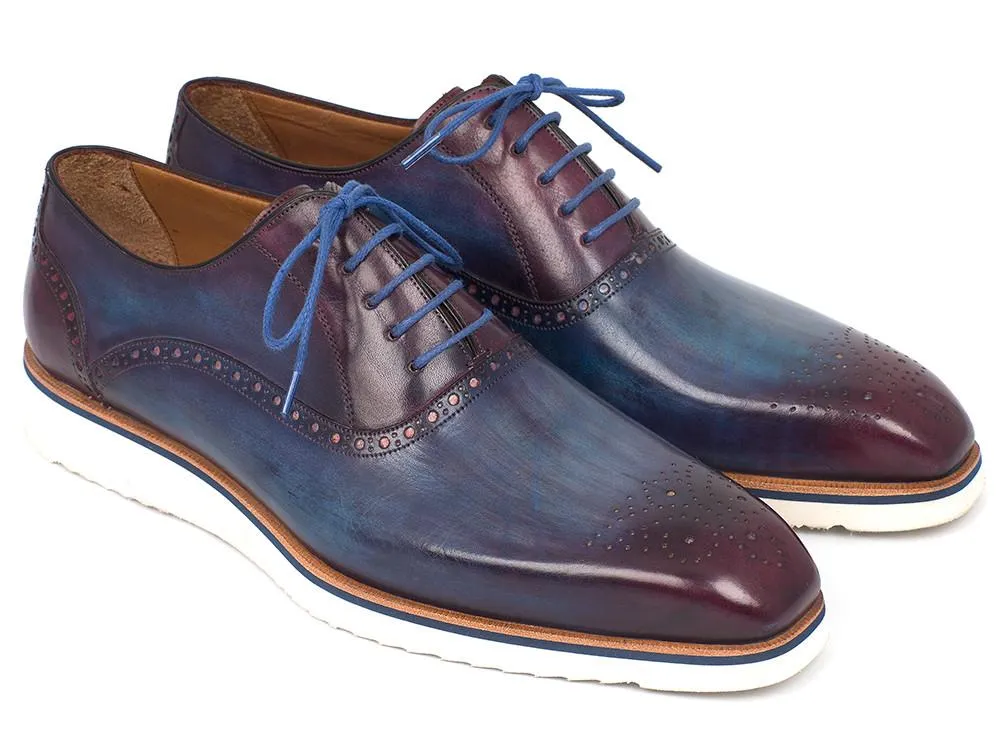 Paul Parkman Smart Casual Men Blue & Purple Oxford Shoes (ID#184SNK-BLU)