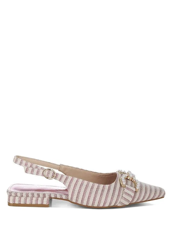 Pearl-Detailed Horsebit Woven Flats