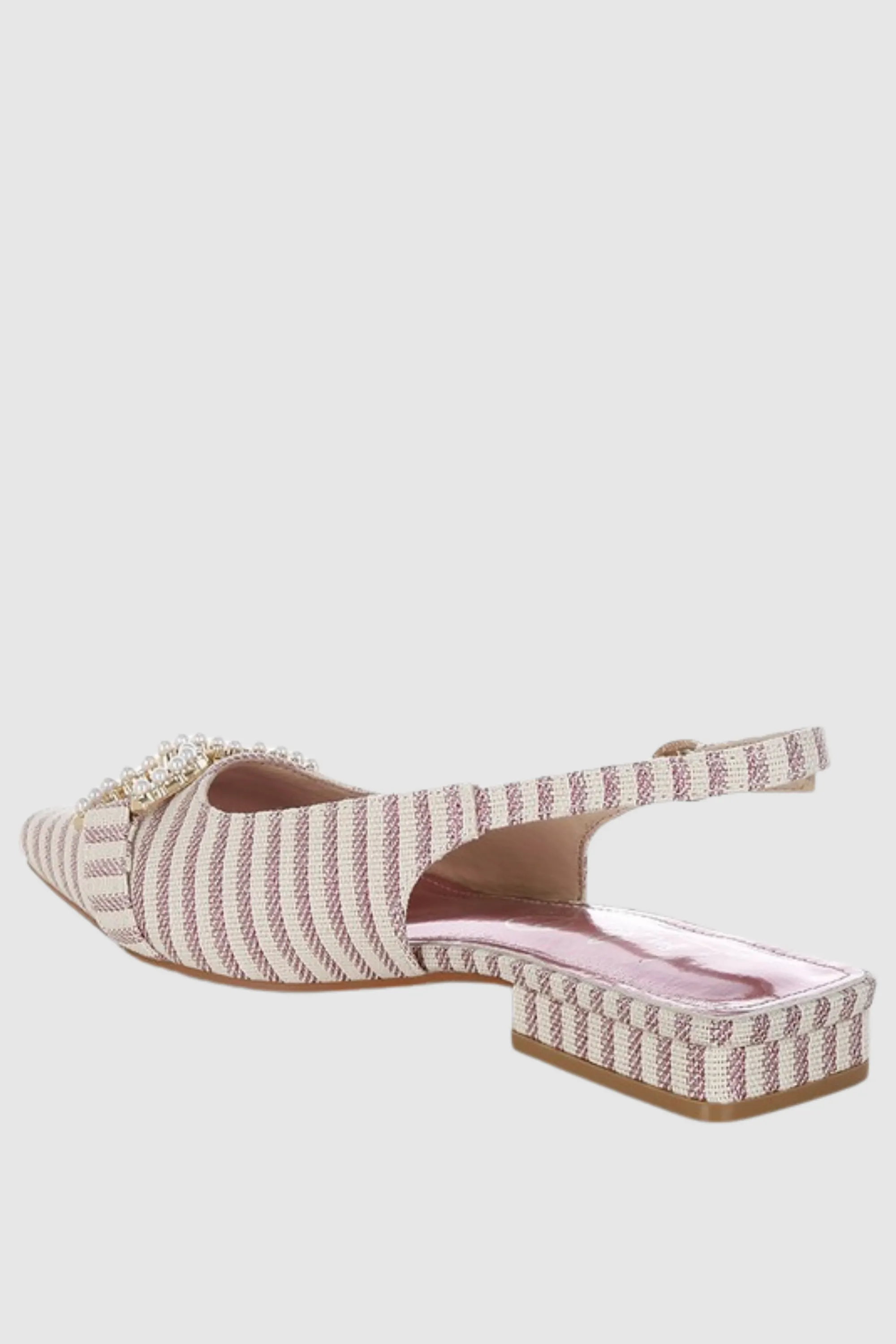 Pearl-Detailed Horsebit Woven Flats