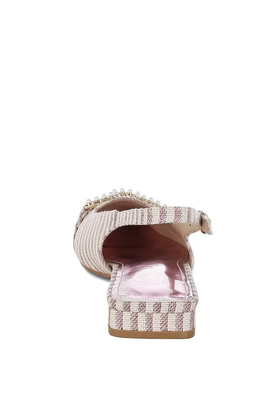 Pearl-Detailed Horsebit Woven Flats