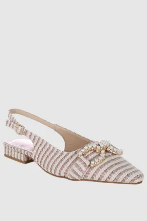 Pearl-Detailed Horsebit Woven Flats