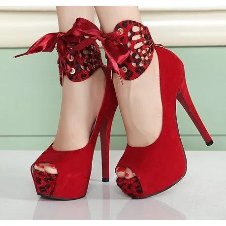 Peep Toe Platform Ankle Wraps High Stiletto Heels Sandals