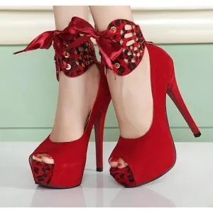 Peep Toe Platform Ankle Wraps High Stiletto Heels Sandals